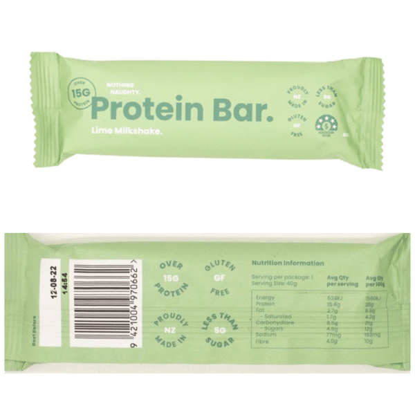 Nothing Naughty Protein Bar Lime Milkshake from Venture Outdoors NZ