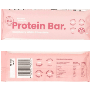 Nothing Naughty Protein Bar Raspberry White Chocolate availablele from Venture Outdoors NZ